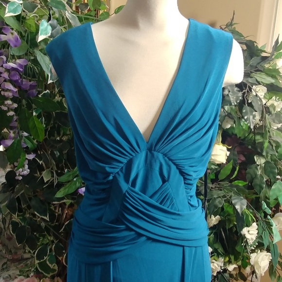 COMFY STRETCHY LONG DRESS BY JADORE SZ14 TEAL - Picture 3 of 7